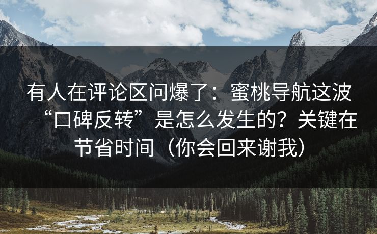 有人在评论区问爆了：蜜桃导航这波“口碑反转”是怎么发生的？关键在节省时间（你会回来谢我）