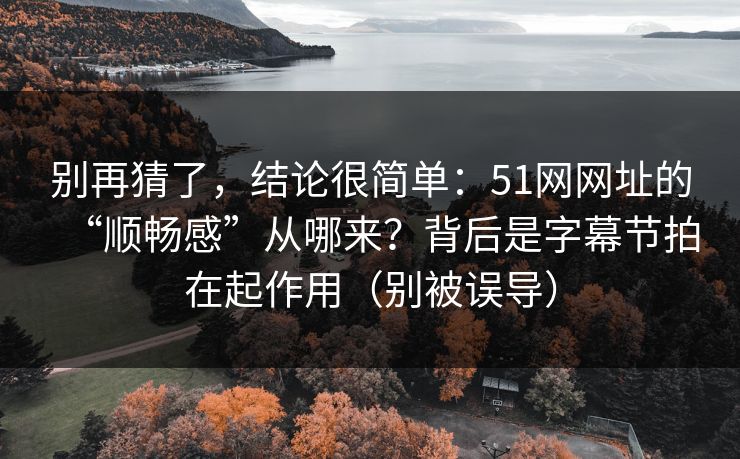 别再猜了，结论很简单：51网网址的“顺畅感”从哪来？背后是字幕节拍在起作用（别被误导）